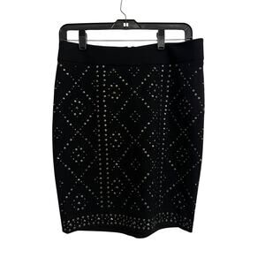 Cache Black Studded Pencil Skirt Women’s 4 Stretch Bodycon Career Party